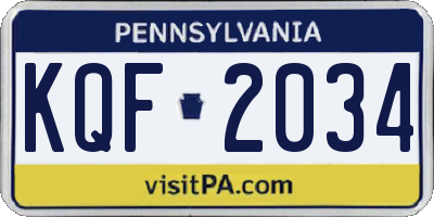 PA license plate KQF2034