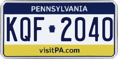 PA license plate KQF2040