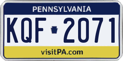 PA license plate KQF2071