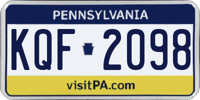 PA license plate KQF2098