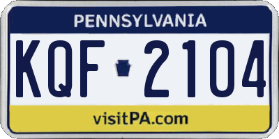 PA license plate KQF2104