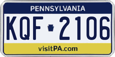PA license plate KQF2106