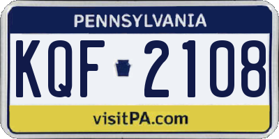 PA license plate KQF2108