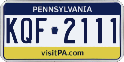 PA license plate KQF2111