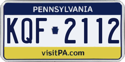 PA license plate KQF2112