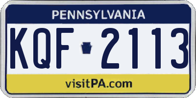PA license plate KQF2113