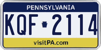 PA license plate KQF2114