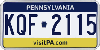 PA license plate KQF2115