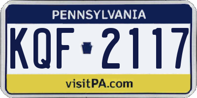 PA license plate KQF2117