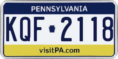 PA license plate KQF2118