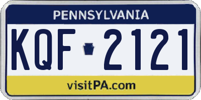 PA license plate KQF2121