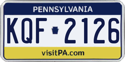 PA license plate KQF2126
