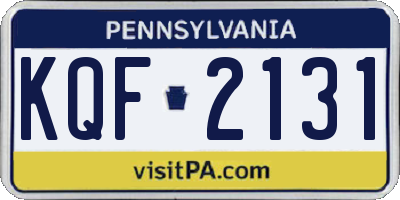 PA license plate KQF2131