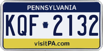 PA license plate KQF2132