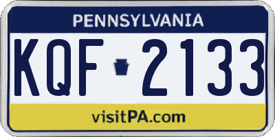 PA license plate KQF2133