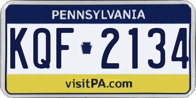 PA license plate KQF2134