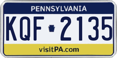PA license plate KQF2135