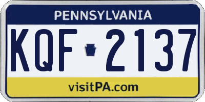 PA license plate KQF2137