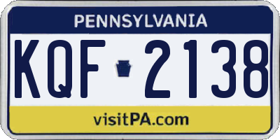 PA license plate KQF2138