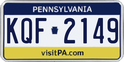 PA license plate KQF2149
