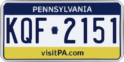 PA license plate KQF2151