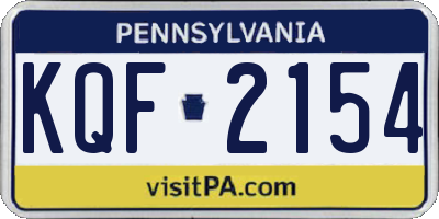 PA license plate KQF2154