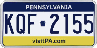 PA license plate KQF2155