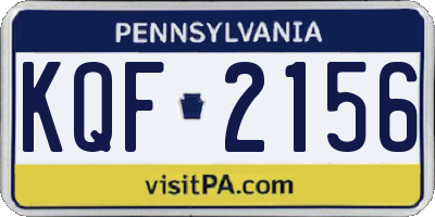PA license plate KQF2156