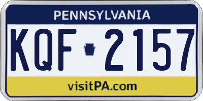 PA license plate KQF2157