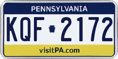 PA license plate KQF2172