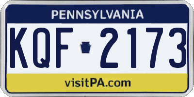 PA license plate KQF2173