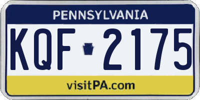 PA license plate KQF2175