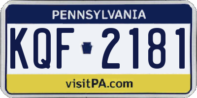 PA license plate KQF2181