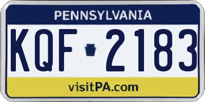 PA license plate KQF2183