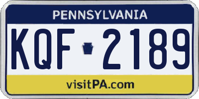 PA license plate KQF2189