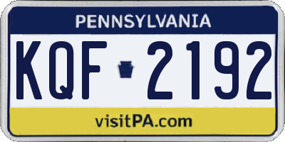 PA license plate KQF2192