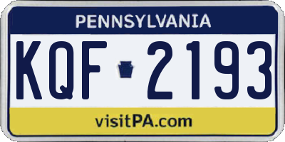 PA license plate KQF2193