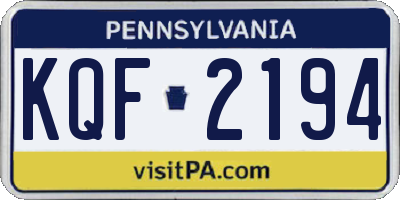 PA license plate KQF2194