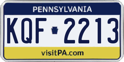 PA license plate KQF2213