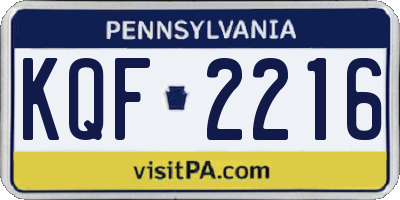 PA license plate KQF2216