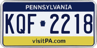 PA license plate KQF2218