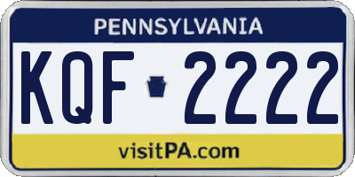 PA license plate KQF2222