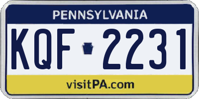 PA license plate KQF2231