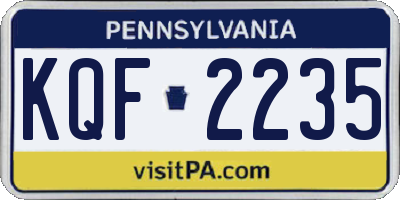 PA license plate KQF2235