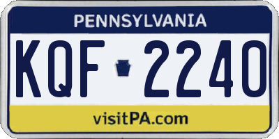 PA license plate KQF2240