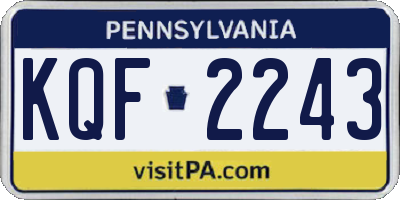 PA license plate KQF2243