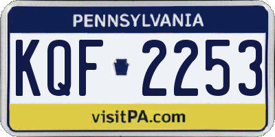 PA license plate KQF2253