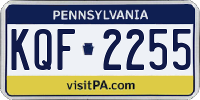 PA license plate KQF2255
