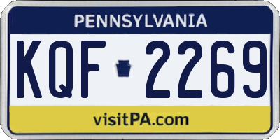 PA license plate KQF2269