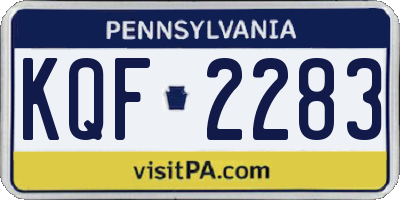 PA license plate KQF2283